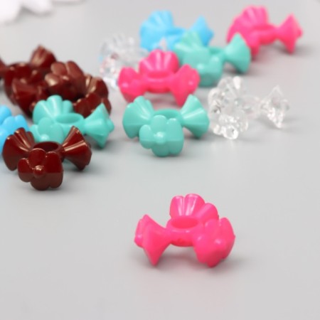 Beads for creativity plastic "Three flowers" mix set 20 g 1.9x1.9x0.9 cm-2