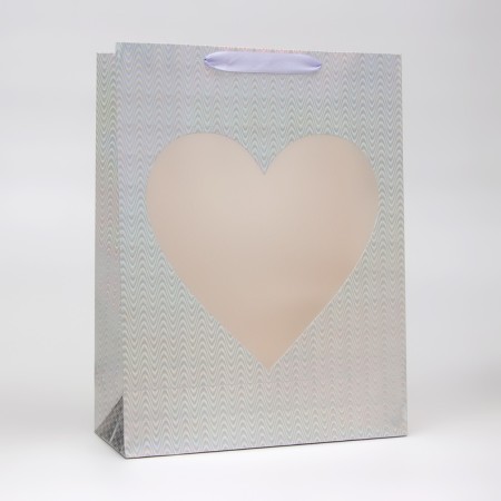 Package Hologography with the window "Heart", "Silver", l 40 x 30 x 13 cm