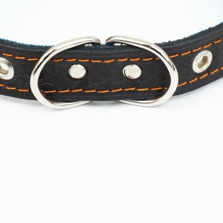 Collar leather reinforced with a kapron with a half-ring, 55 x 2.5 cm, Osh 27-53 cm, black-3