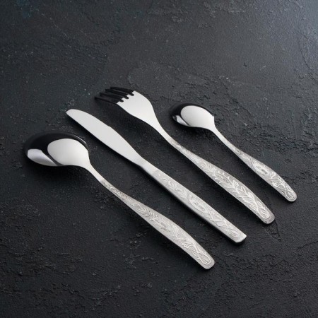 Set of dining room "Uralochka", 12 objects, thickness 2 mm, decorated box, silver color-1