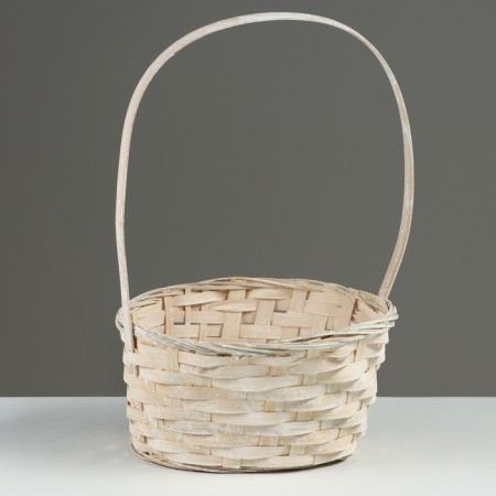 Wicker basket, d21 x 10/34 cm, white, bamboo