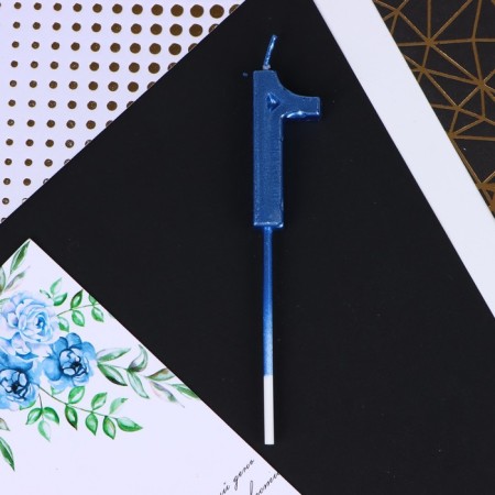 Candle for the cake, number "1", blue, 4 x 13 cm.-3
