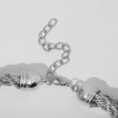 The necklace "chain" pigtail, color silver, 40 cm-2