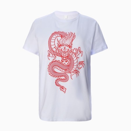 Women's T -shirt "Dragon", white color/Red print, size 44-6