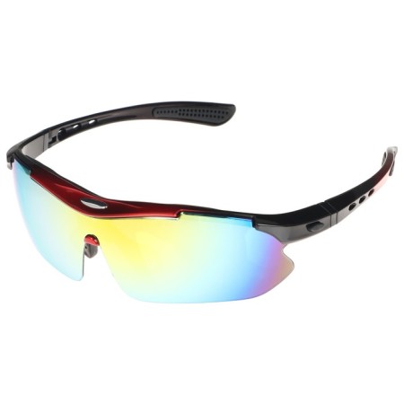 Bicycle glasses with interchangeable lenses in the case, red color-1