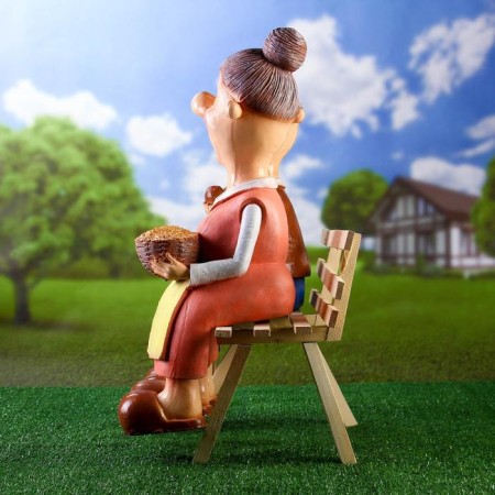 Garden figure "Grandma with a grandfather" on a bench 22x48x54cm-4