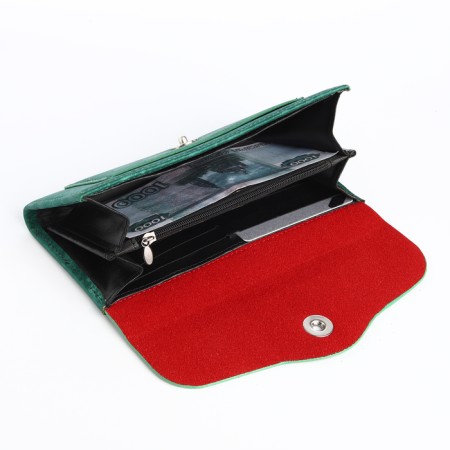 Women's wallet on magnet, green color-3