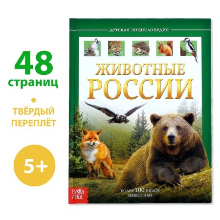 Children's Encyclopedia in solid binding "Animals of Russia", 48 p.