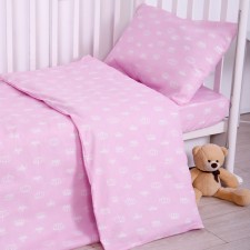 Baby Baby Baby Crown Pink 112x147 cm, 60x120 cm per elastic band, 40x60 cm, calico 125 g/m, 100% cotton