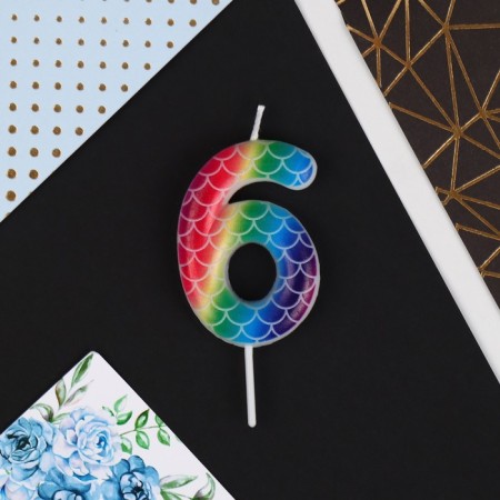 Candle for the cake, number "6", multi -colored, 5.5 x 8 cm.-2