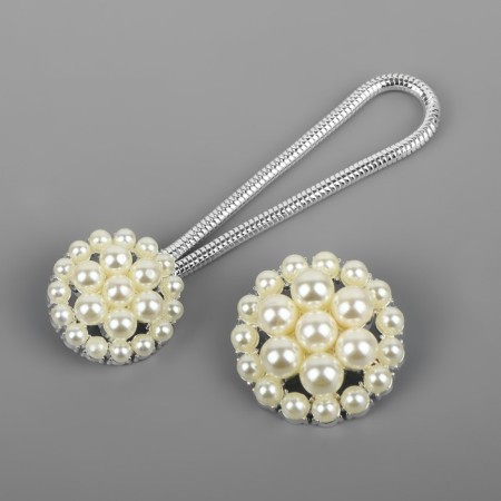 Decorative fastener, d = 2.5/3 cm, silver/white color-1