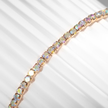 Bracelet "ice" 1 row, rainbow color in gold, 7 cm-4