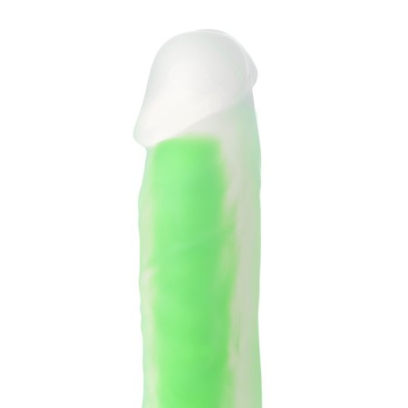 Phalloimitator glowing in the dark, silicone, transparent green, 18 cm-3