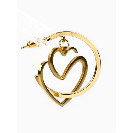 Earrings - rings with a pendant heart "for a delicate image", 3 cm-3