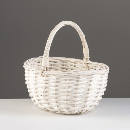 Wicker basket, 23x19x12/23 cm, white, willow
