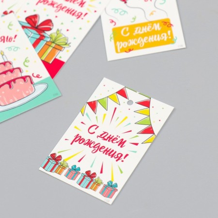 Cardboard "Birthday" set 10 pcs (5 types) 4x6 cm-2
