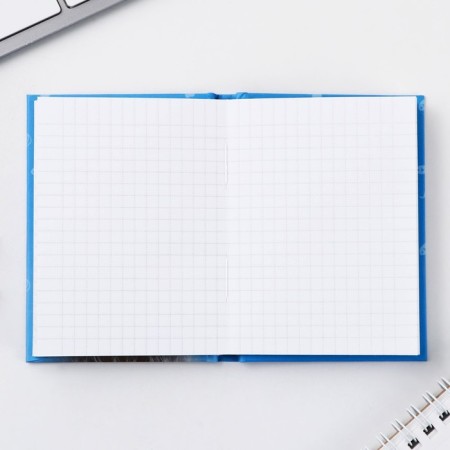 Notepad in solid cover A7, 64 liters "cat on a blue background"-1