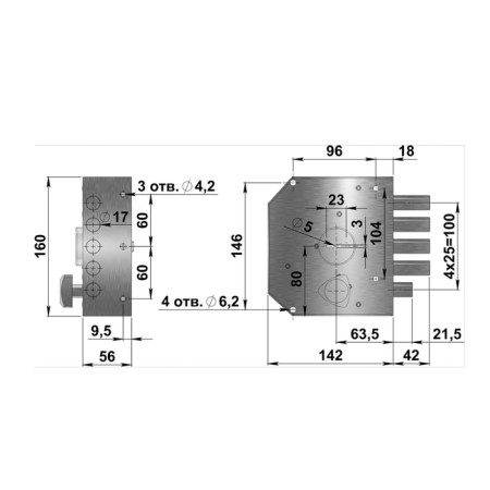 Haller Castle "Gerion", NRZ standard, right, for the outer door, ZCh, Zd, 5 keys-1