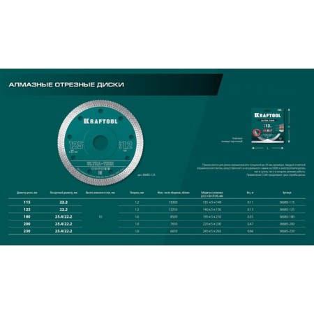 Diamond disk Kraftool 36685-115, ultra-thin, d = 22.2 mm, 115 x 1.2 mm-9