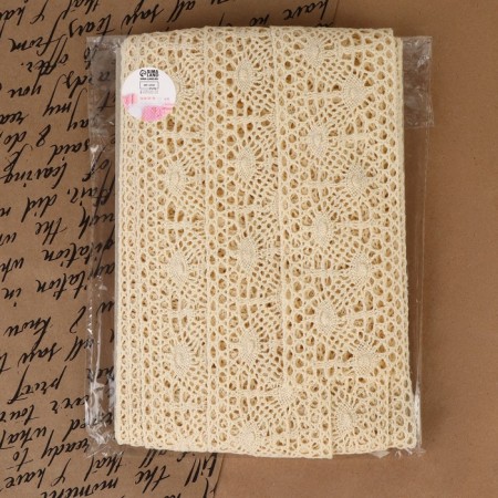 Knitted lace, 65 mm × 10 ± 1 m, beige color-3