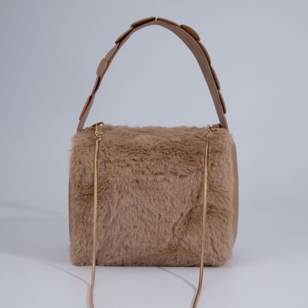 Baget bag with zipper, brown color