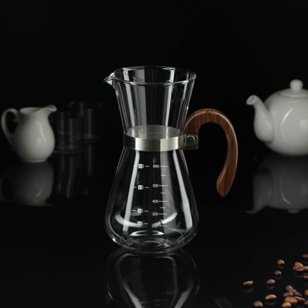 A glass of a glass with a measured scale "Tipika", 600 ml, with a wooden handle-2