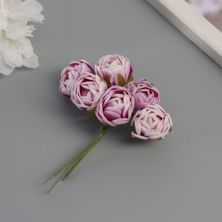 Decor for creativity "peonies" white-violet (1 set = 1 bouquet) in the bouquet 6 pcs 2.5x10.5 cm-1