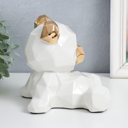 Souvenir Ceramics "White Bear, gold ears and nose" 17.5x15.5x16.5 cm-1