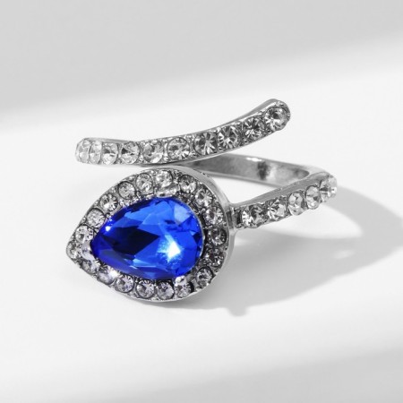 Ring "sprout" stem, white-blue color in silver, dimensionless-1
