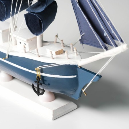 The ship souvenir medium "Kalev", the sides are blue with a white strip, the sails are blue, 30x7x32 cm-9