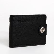 Male purse for magnet, department for bills, for maps, for coins, black color