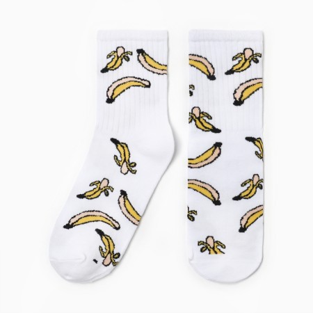 Women's socks "Banans", white color, rr 23-25