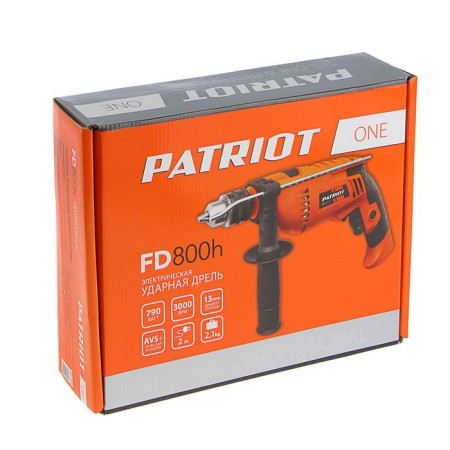 Shock drill Patriot FD800H, 790 W, 13 mm, depth, with an additional handle-1