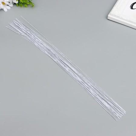 Wire for creativity "Florico" 0.3 mm, 30 pcs, 40 cm, in paper braid, white