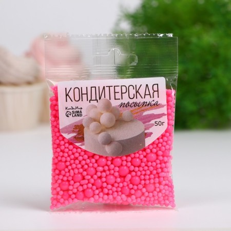 Sprinking confectionery with the effect of neon in color glaze "Pink", 50 g-1