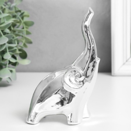 Souvenir Ceramics "Elephant - Dobrot Up" silver 8x5.3x14 cm-3