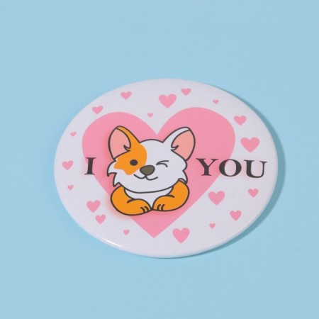 Pocket mirror “I love corgi”, d = 7 cm, multi -colored-4