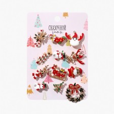 Брошь «Сказка» праздник, форма МИКС, цветная в зол (неделимая фасовка 12 шт., цена за шт.)