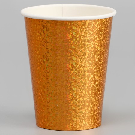 Paper glasses "holography", 6 pcs., Color gold