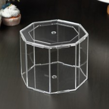 Falseyarus for the cake is octagonal, d = 15 cm, h = 12 cm, the color is transparent