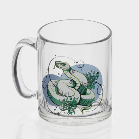 New Year's glass tea mug "Snakes", 320 ml, mix-1