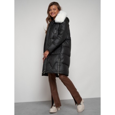 Coat insulated winter female, size 56, black color-13