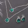 Set 2 objects: earrings, “jacqueline” necklace duet, drop, white and emergency color in silver, 45cm