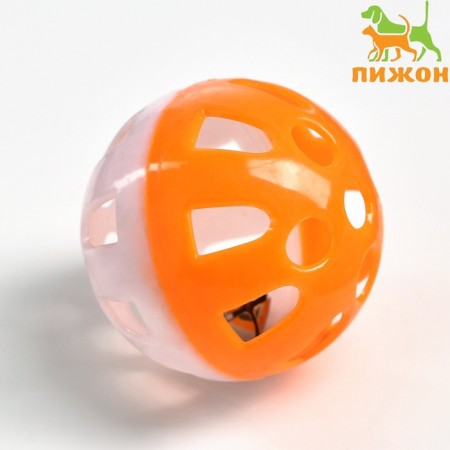 Ball for cats with a bell "Moon", 3.8 cm, orange/white