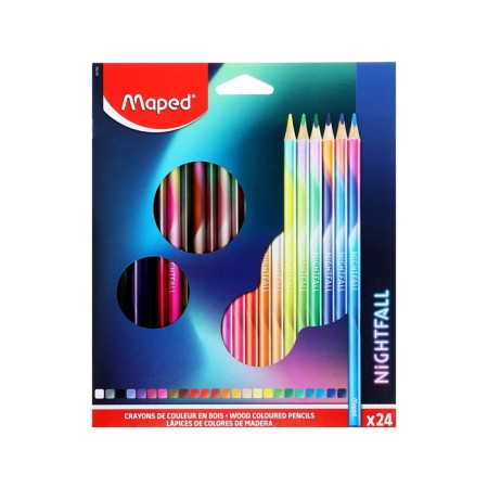 Pencils 24 colors Maped Nightfall, wooden, decorated, cardboard packaging-2