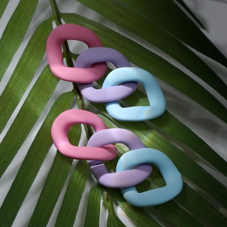 Earrings Plastic "Chain" gradient in cold colors, color-1