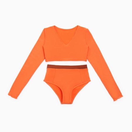 Female Separate swimsuit with long sleeves Minaku ts. Orange, size 42-4