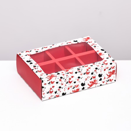 Box for sweets 6 pcs, white "Cupid", 13.7 x 9.85 x 3.86 cm-1