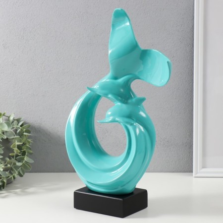Souvenir Ceramics "Abstraction. Sea dolphins" turquoise 9x18x40 cm-3