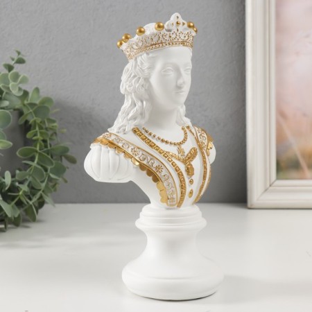 Souvenir Polystone "Bust. Queen" White with gold 9x12.5x22 cm-1